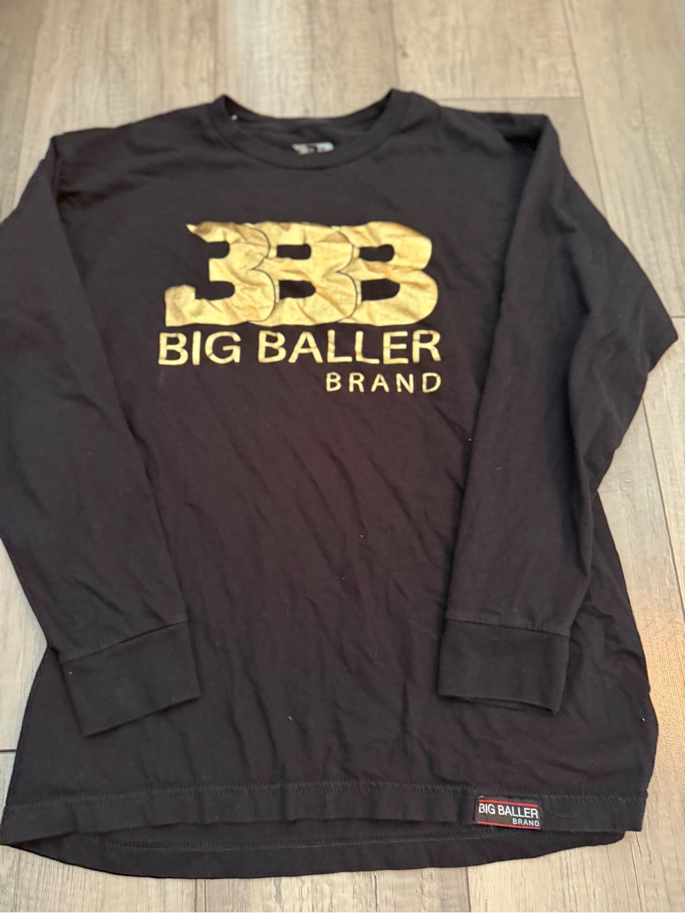 Big Baller Brand 3BB Long Sleeve Graphic Shirt – Black/Gold – Men’s Medium